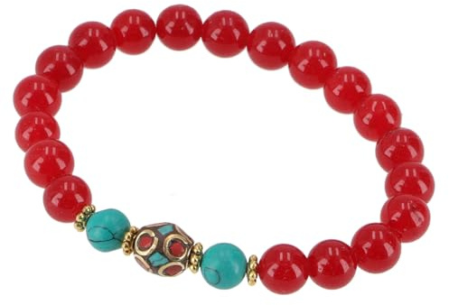 Mala Armband, Handmala, buddhistischer Schmuck, 8 mm, roter Achat-Onyx