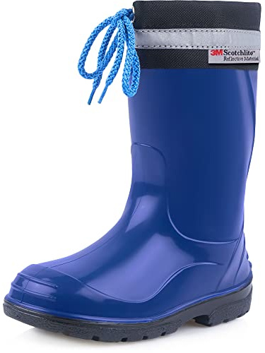 Ladeheid Kinder Gummistiefel mit Stulpe Regenstiefel für Jungen und Mädchen LA-972 (Blau/Schwarz, 33 EU)