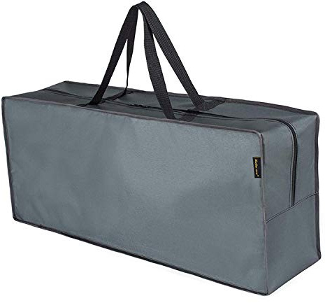 HENTEX Auflagentasche Schutzhülle für Gartenpolsterauflagen, 125×50×32cm cm, Aufbewahrung von Gartenpolster Aufbewahrung Tasche mit Tragegriff, Grau