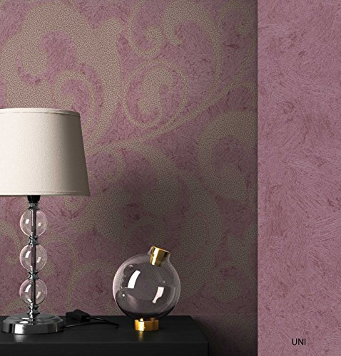 NEWROOM Barocktapete Tapete Lila Ornament Geschwungen Barock Vliestapete Vlies moderne Design Optik Barocktapete Wohnzimmer Glamour inkl. Tapezier Ratgeber