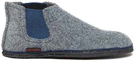 Kitz-pichler Hütten-Chelsea für Damen & Herren Filzhausschuh | Hausschuh aus hauseigenem Walkstoff gefertigt | Rutschfeste Sohle | Made in Tirol Graumele/blau, 39