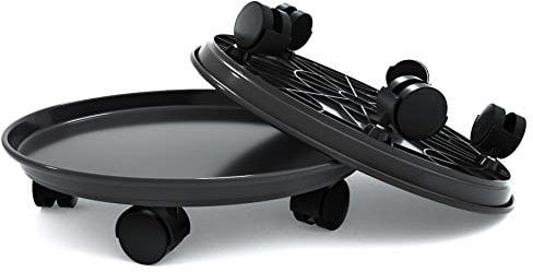 Coadura Lot de 2 Soucoupe Pot Fleur roulettes - Support à roulettes pour Pot De Fleurs Rond pour Pot de Fleurs Rond (Noir, 39,3 cm,Lot de 2)