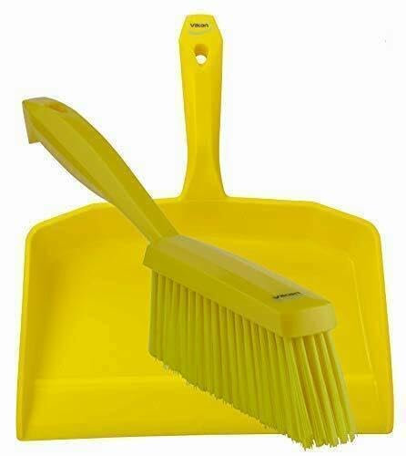Vikan 5660_4587 Dustpan and Brush Set Sweeping Shovel Soft Bristle Hygienic (Yellow)