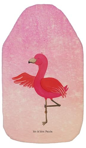 Mr. & Mrs. Panda Wärmflasche Flamingo Yoga - Geschenk, Achtsamkeit, Yoga-Übung, Wärmekissen, Körnerkissen, Wärmflasche mit Bezug, Aufregen, Kleine
