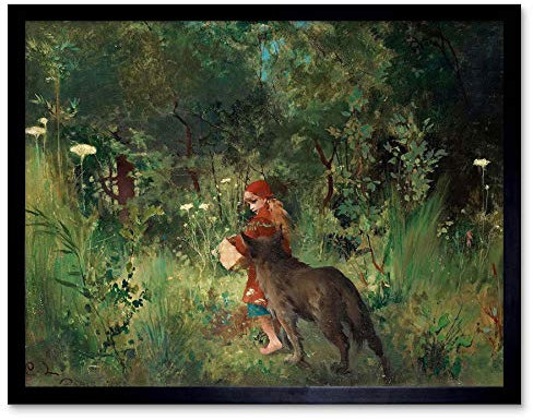 Wee Blue Coo Larsson Little Red Riding Hood Art Print Framed Poster Wall Decor Kunstdruck Poster Wand-Dekor-12X16 Zoll