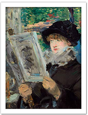 Fine Art Prints Manet Affiche encadrée représentant un livre de lecture, peinture impressionniste, décoration murale, 45,7 x 61 cm