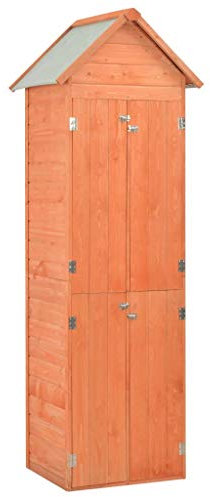 Tidyard Garten-Lagerschuppen Gartenschuppen Holz Geräteschuppen mit 2 Regalen und 4 Türen für Gartenbereich 71 x 60 x 213 cm