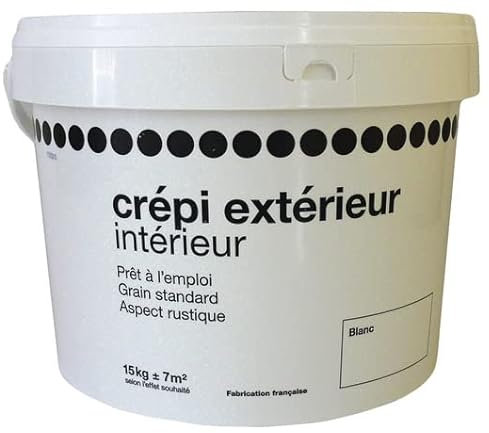 CREPI ACRYLIQUE BLANC MURAL INTERIEUR EXTERIEUR GRAIN STANDARD DECOLLABLE BLANC