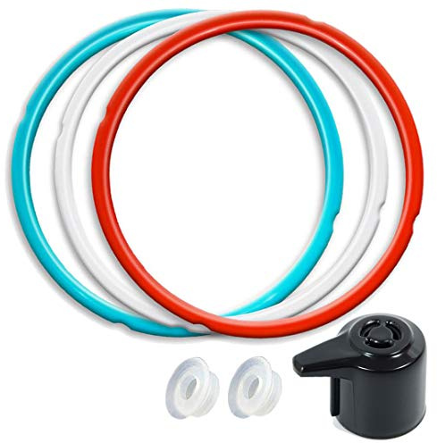 Newkiton Sealing Ring Replacement for Instant Pot 5 6 Quart, 3-Pack Gasket | Duo Series Steam Valve & 2 Float Caps, Pressure Cooker Accessories Kit, Stop Leaks, Odor & Wear