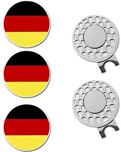 FINGER TEN Golf Ball Marker Hat Clips Magnetisch Set of 3/4/5/6 Stück Geschenk Mütze Clips mit Ballmarker oder nur Cap Clip Anzug Für Herren Damen Kinder (2 Hat Clips+3DE Ball Markers)