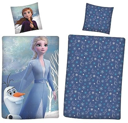 Disney Eiskönigin ELSA Biber Flanell Wende Bettwäsche Set 80x80 cm 135x200 cm