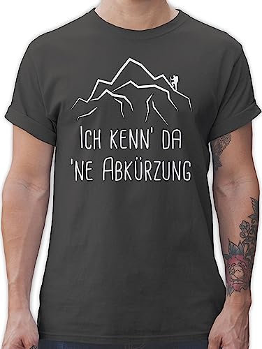 T-Shirt Herren - Hobby Outfit - Ich Kenn' da 'ne Abkürzung - M - Dunkelgrau - wandershirt Berg Shirts wandergeschenke Berge t - Shirt wanderbekleidung Hiking t-Shirts wandert-Shirt Wander Tshirts