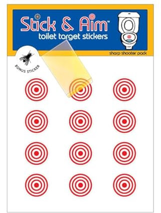 Bullseye Toilet Target Stickers - Bulk Pack with Tool, Sticks on Wet Surface, Toilet Targets for Boys