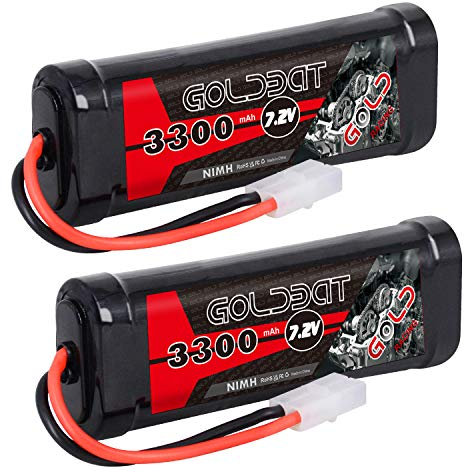 GOLDBAT RC Akku NiMH Akku Pack 3300 mAh 7,2V Batterie Ersatzakku mit Tami YA Stecker für RC Autos Boot Buggy Modellbau Autos Toy Spielzeug (2 Pack)