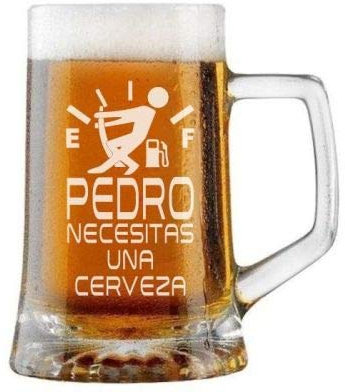 Jarra de Cerveza Personalizada NIVEL CERVEZA. Regalo Grabado y Personalizado para Hombre o Mujer. Detalle para Celebraciones Cumpleaños Aniversario, Día de la Madre Jubilación.