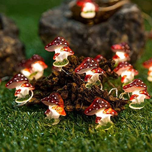 EONANT Pilz dekorative LED-Lichterketten, Solar- / Batteriebetriebene Märchenlichterketten im Freien mit 8 Mustern, Gartenterrassenhof-Party-Hochzeitszaundekoration (30LED)