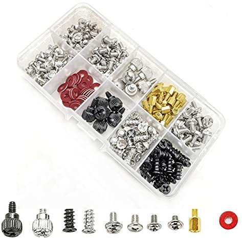 JZK 228 PCS computer screws assortment kit, pc screws and fixings, pc standoffs and screws set for hard drive computer case motherboard fan power graphics CD-ROM
