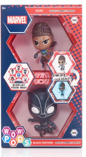 WOW! PODS Avengers Collection – Wakanda Forever Black Panther und Shuri | Superhelden-Figuren mit leuchtenden Wackelkopf-Figuren | Offizielles Marvel-Sammelspielzeug und Geschenke, Wakanda