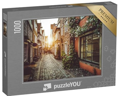 puzzleYOU: Puzzle 1000 Teile „Alte Gassen im Abendlicht“ – aus der Puzzle-Kollektion Bremen, Deutsche Großstädte