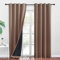 PONY DANCE Rideaux Occultant - Rideau Isolation Phonique Anti Froid Rideau à Oeillets Isolant Lumineux Bruits Tissu Lourd dans Le Noir Complet, Taupe Marron, 140 x 245 cm, 2 PCs