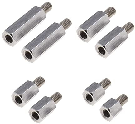 ECSiNG 8 Stück Einzelkopf-Bolzen-Sechskant-Abstandshalter männlich auf weiblich, 10 mm, 15 mm, 20 mm, 30 mm, M6 x M6 für Leiterplatten-Sechskantbefestigungen, Hardware-Zubehör, Edelstahl