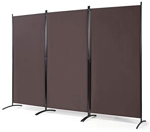 GIANTEX Separe Divisorio Paravento 260 x 183 cm, Pannelli Divisori per Interni, Balcone, Giardino, Pieghevole con Piedini Stabili, Installazione Semplice, 4 Colori
