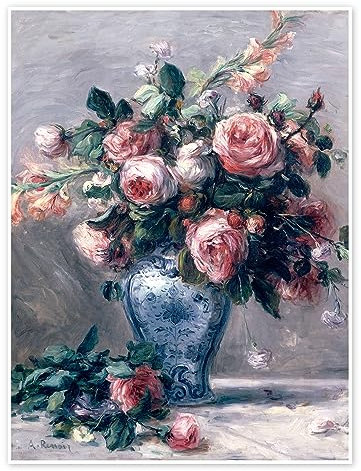 Bouquet de roses dans un vase Poster de Pierre-Auguste Renoir 30 x 40 cm Tableaux Décoration murale