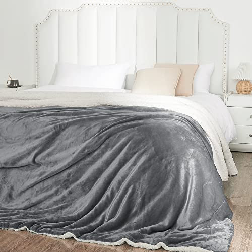StangH Sherpa-Bettdecke, Queen-Size-Größe, superweich, wendbar, flauschig, Flanell, Fleece-Überwürfe und Decken für Couch, warme Microsoft-Decke für Winterreisen, Baby, Grau, Queen-Size-Größe 90 x 90