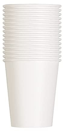 Trimming Shop Premium Disposable Paper Cups, 9oz (266ml) White Party Cups Disposable Party Tableware for Indoor, Outdoor Dining, Birthday, Wedding, BBQ, Garden Party, 14pcs