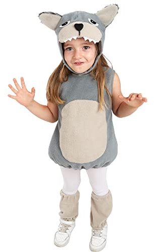 Funidelia | WolfPlüschtier Kostüm für Kinder Tiere, Werwolf, Böse Wolf - Kostüm für Kinder & Verkleidung für Partys, Karneval & Halloween - Größe 2-3 Jahre - Grau/Silber