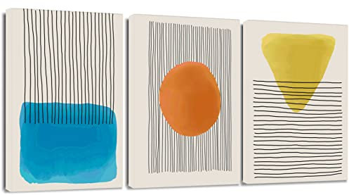 Artscope 3 Teilig Leinwandbilder mit Geometrische Linie Motiv Kunstdruck - Moderne Wandbild für Badezimmer Wohnzimmer Wanddekoration - 30 x 40 cm