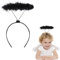 Sprinlot Haarreif Heiligenschein, Haarreif für Engel Schwarz, Engel Kopfschmuck Schwarz, Haarreif Halloween Fasching Karneval Party, Accessoire als Ergänzung zum Engel Kostüm