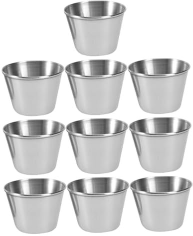 BESTonZON 10pièces Lot De Coupelles à Sauce Acier Inoxydable Petites Coupelles Stables Pour Condiments Cuisine Maison Restaurant