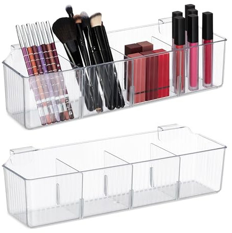 Relaxdays Schranktür Organizer, 2er Set, Einhängekorb für Küche & Bad, HxBxT: 10 x 38 x 12,5 cm, Kunststoff, transparent