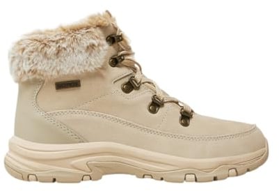 Skechers Damen Trego Snow Worries Stiefelette, Natural Suede/Duraleather/Faux Fur, 37.5 EU