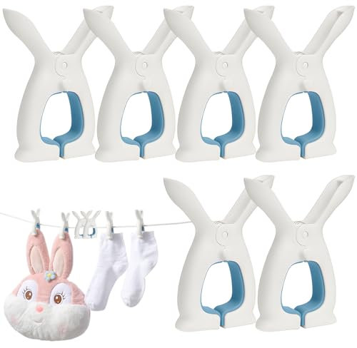 AUSYIWI 6 pezzi Mollette per Bucato, Mollette per Biancheria, Clip per Asciugamano, Clip per Frangivento, Durevole Grande Pinza in Plastica per Asciugamani Quilt Indumento, Trapunte