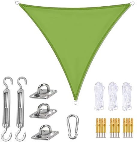 Sonnensegel Dreieckig 4.5 x 4.5 x 4.5m Wasserdicht Sonnenschutz inkl Befestigungsseile PES Polyester mit UV Schutz für Garten Terrasse Camping