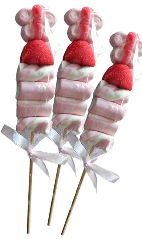 Generico Spiedino marshmallow rosa 3 pezzi