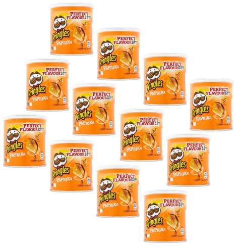 Pringles® | Pikanter Snack mit Paprikageschmack | Pikante Chips Paprika-Geschmacksglas - 12 x 40 Gr