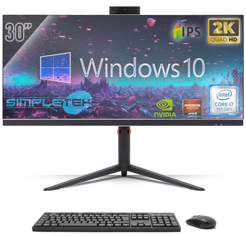 SIMPLETEK - All in One PC 30 IPS 2K Core i7 nVidia GTX 1660GB | Windows 10 Pro - 16GB DDR4 240GB SSD M2 + 2TB | Computer Fisso da Gaming Tutto in Uno WiFi6 HDMI