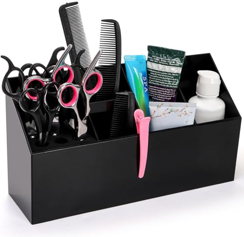 Hedume Hair Scissors Large Storage Box, Hair Salon Supplies Acessories Tool Station Desk Organizer Case, Salon Shear Holder, Professional Hairdressing Combs, Clips, Brushes Storage Racks Tool Box