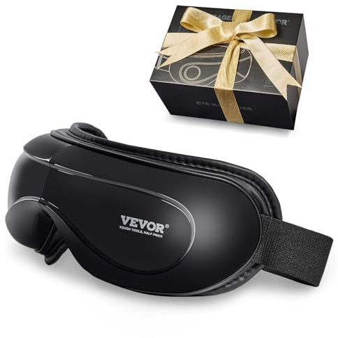 VEVOR Massaggiatore per Gli occhi con Calore, Maschera per Massaggio degli Occhi Riscaldata, 5 Modalità, Musica Bluetooth, Pieghevole a 180° per Emicranie, Affaticamento degli Occhi, Occhiaie, Nero