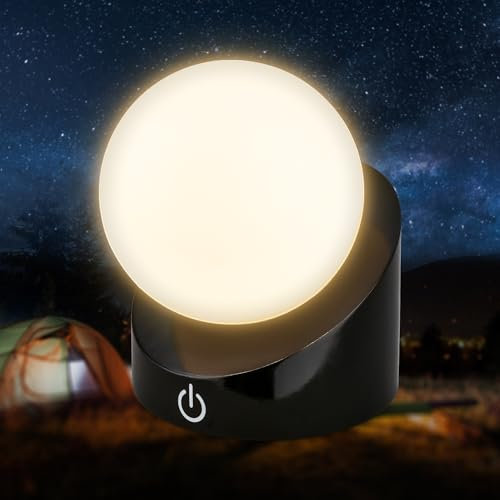BRILONER - Mini lampe de table LED sans fil IP54 avec Touch, variateur par paliers, batterie et source interchangeables, lampe de chevet, boule, lampe LED, lampe de table, 10x8x9 cm, noir