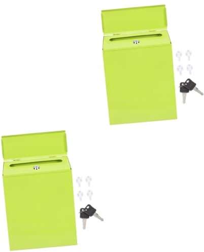 2Er-Box Briefkasten mit Schließfach briefhalter großer briefkasten Wandmontage Briefkasten Nützlicher Briefkasten Hausversorgung Paket Post Briefversorgung Mail-Zubehör Eisen Green WOONEKY