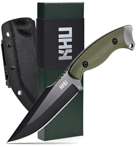 KHU Coltello a lama fissa Coltello da caccia Coltello da sopravvivenza Coltello Bushcraft D2 Acciaio G10 Handle, All'aperto caccia campeggio accessori With Kydex Sheath (17A-Nuovo)