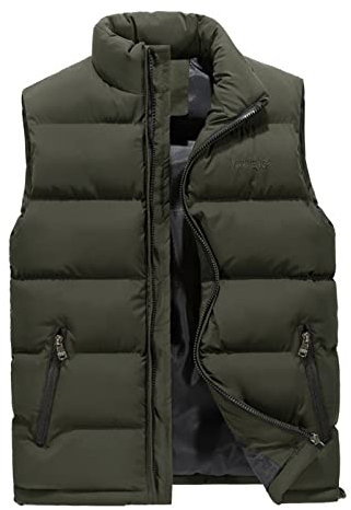 Generisch Fahrradweste Herren, Outdoor Mit Taschen Herren Steppweste Ärmellose Jacke Winter Warm Multifunktionsweste Übergangswesten Für Männer Laufweste Softshell Weste (L, Army Green)