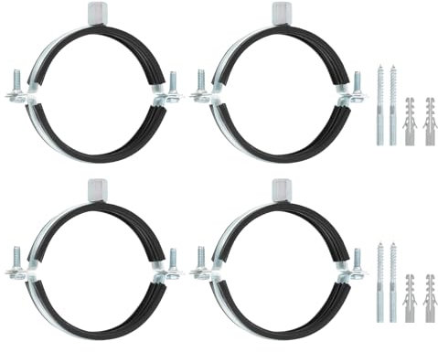 sourcing map 4 Pcs Adjustable Pipe Bracket Clamp, 3-1/2(89mm) Wall Ceiling Mount Split Ring Pipe Hanger Galvanized Iron Pipe Strap Support with Screw & Expansion Tube for Pipe Tube