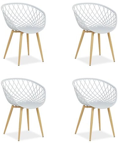 Homestyle4u 2819, Gartenstühle 4er Set Balkonstühle Wetterfest Kunststoffstühle Grau Terrassenstühle Küchenstühle Bequem