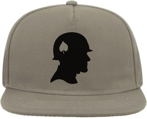 Ace of Spades Soldat Snapback Flat Visor Cotton Blend Cap Gray, grau, Einheitsgröße