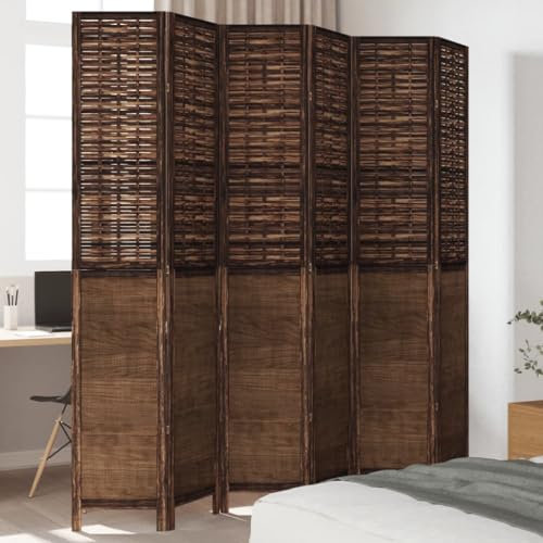 Raumteiler Raumteiler 6 Paneele dunkelbraun Massivholz Paulownia